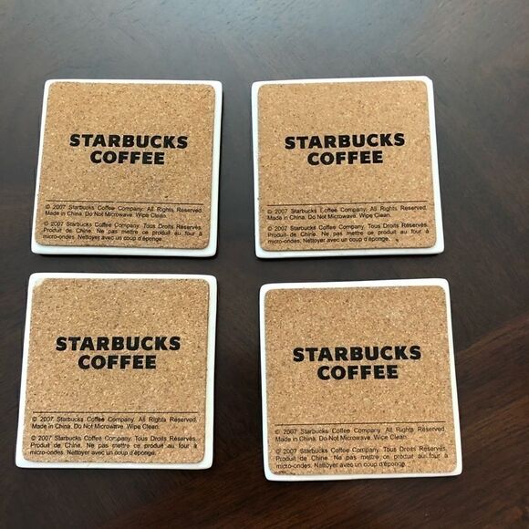 Starbucks Set of 4 Coasters 4”x4” Collector’s Item - Picture 6 of 7